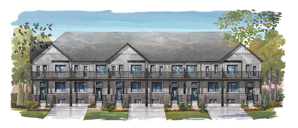 20' OpenPlan Towns at Cassette: elevation rendering of a town block