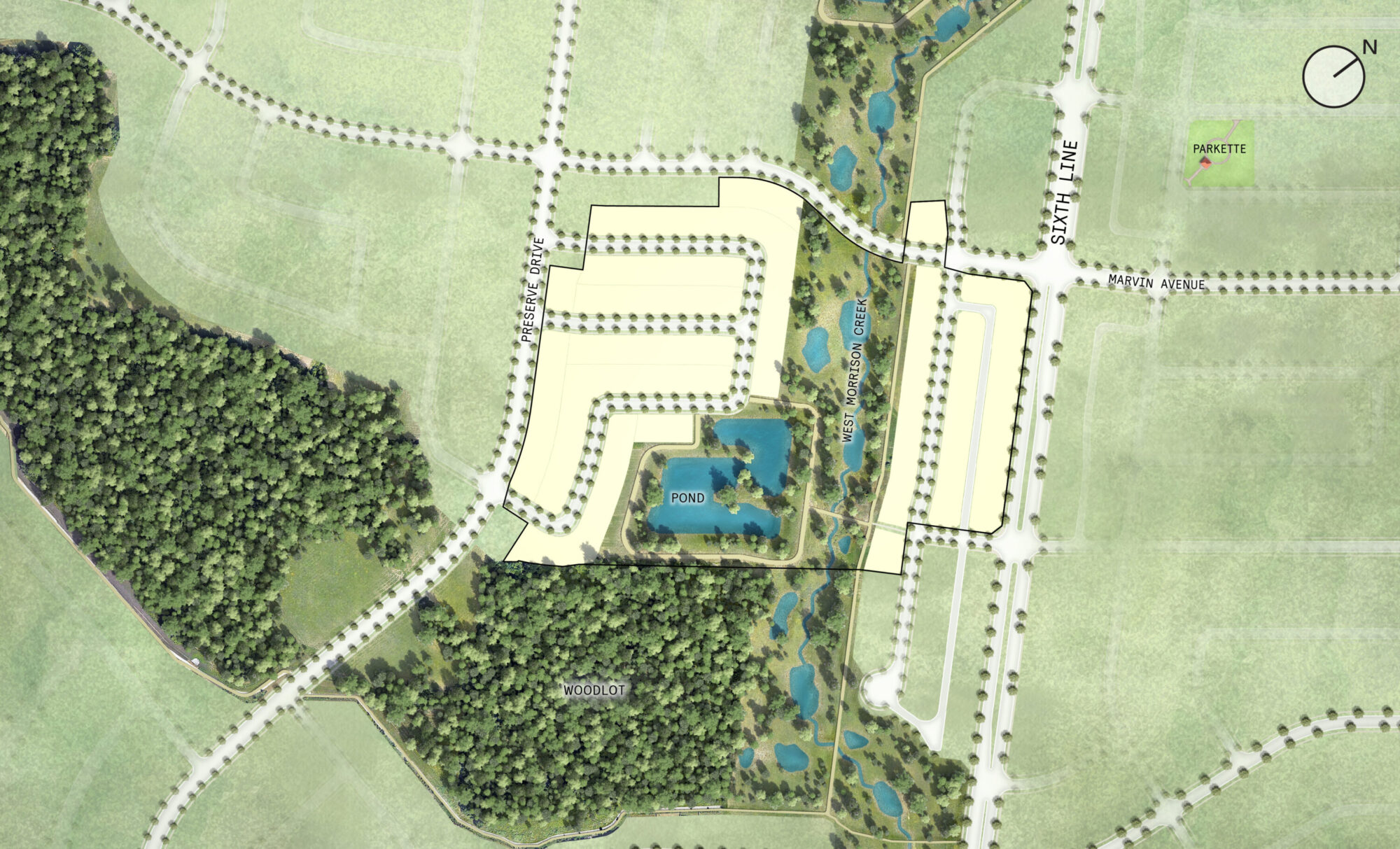 Concept plan for West Morrison Creek at Creekside, Oakville