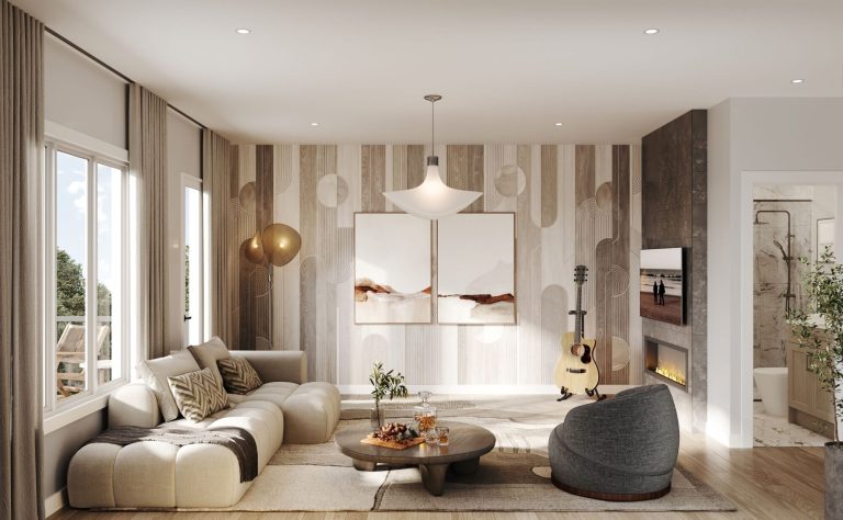Plan 20 Loft at Summer Valley: loft entertainment room with a sectional sofa and low table