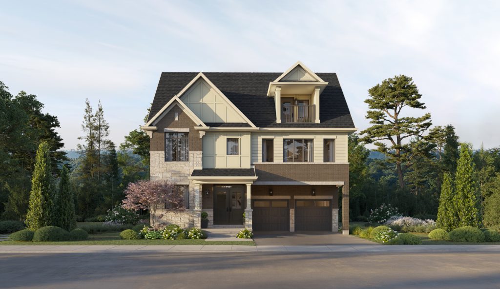45' Collection at Riverview: elevation rendering with a double garage