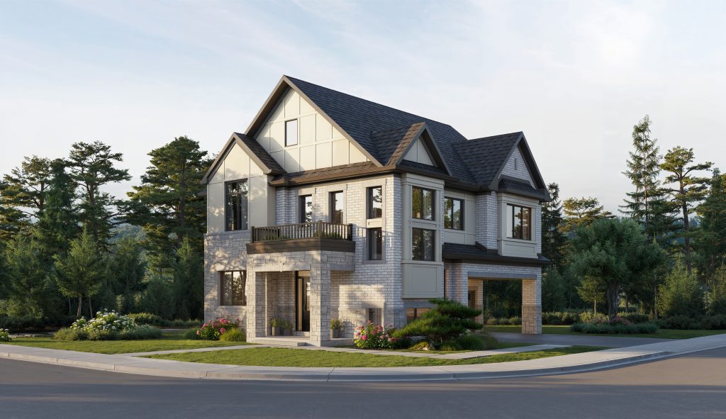 46' Collection at Riverview: elevation rendering with gabled dormers