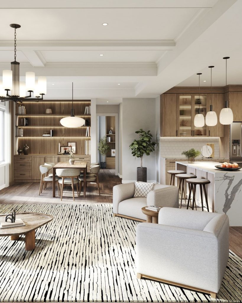 The Hawthorne Loft at Summer Valley: great room open to the breakfast area and kitchen