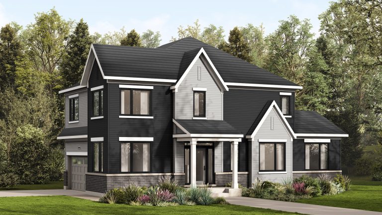 The Wray, 41' Collection: elevation rendering with a gabled wing