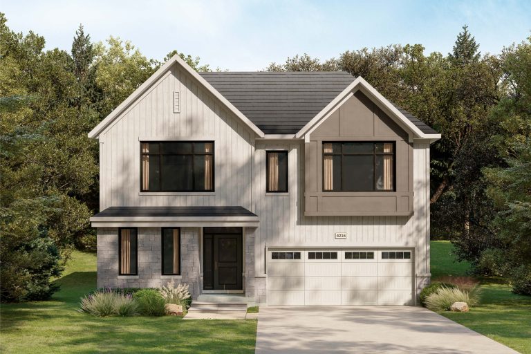The Paisley, 42' Collection: elevation rendering with a gabled bay
