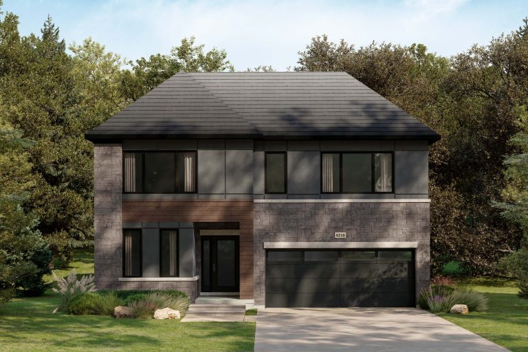 The Paisley, 42' Collection: elevation rendering with a flat roofline