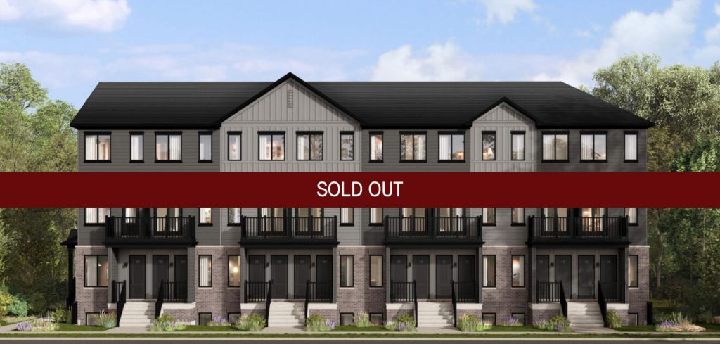 Summit Series upper residence Plan 2C at The Conservancy: elevation rendering of a town block, marked Sold Out