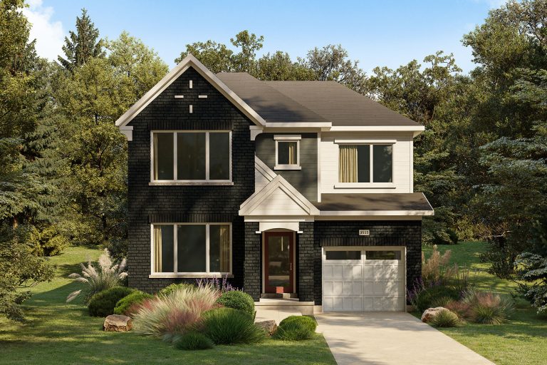 The Ashland, 35' Collection: elevation rendering with a gable