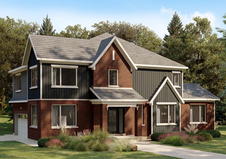 The Wray, 41' Collection: elevation rendering with twin gables