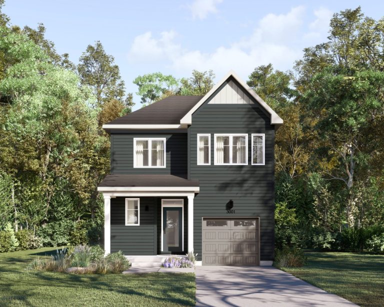 Series I Plan 1 at Fox Run: elevation rendering with a single garage