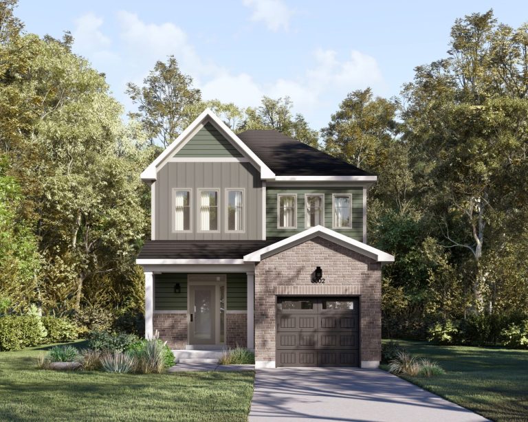 Series I Plan 2 at Fox Run: elevation rendering with a gabled porch