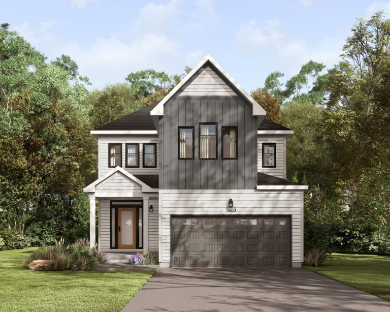Series II Plan 3 at Fox Run: elevation rendering with a steep gable
