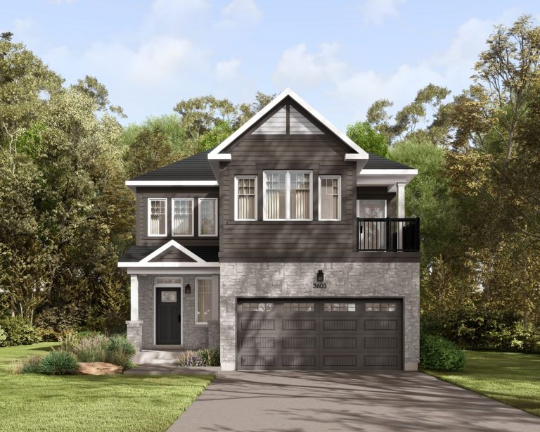 Series II at Fox Run: elevation rendering with a double garage