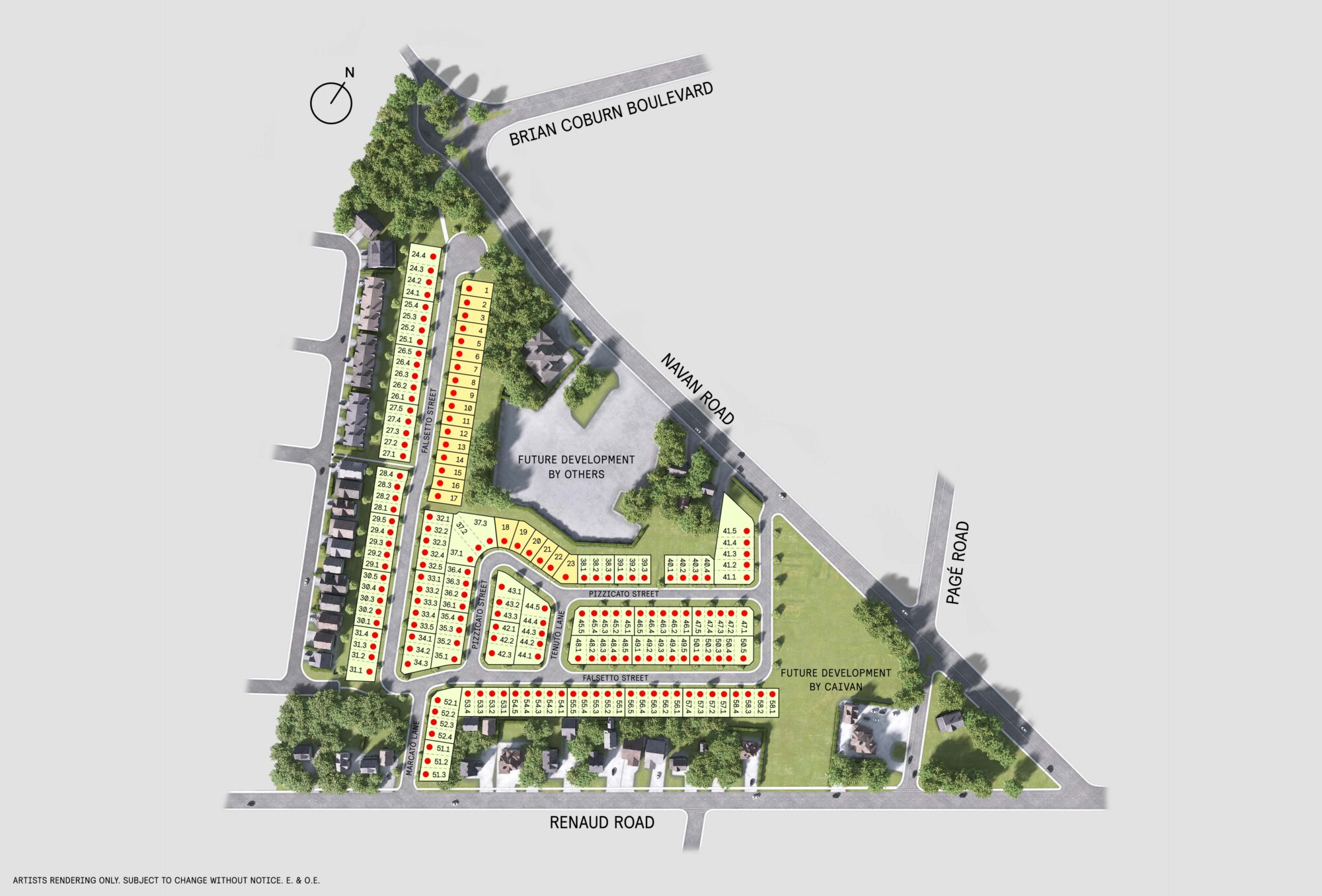Site plan of Rhythm in Ottawa, between Brian Coburn Boulevard and Renaud Road