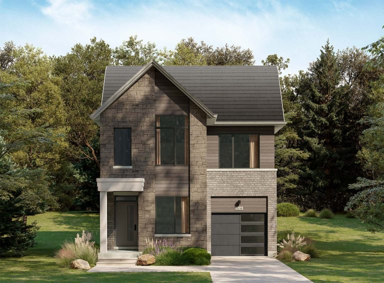 Plan 10 Elevation B, 31' Collection at Creekside: rendering with a flat-roofed garage