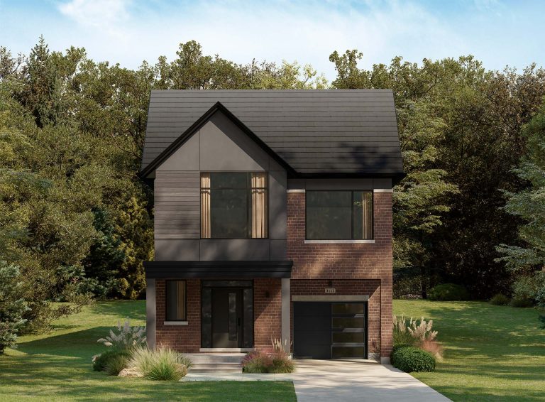 Plan 12 Elevation B, 31' Collection at Creekside: rendering with a projecting bay