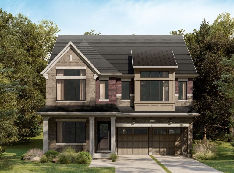 Plan 12 Elevation A, 42' Collection at Creekside: rendering with twin gables