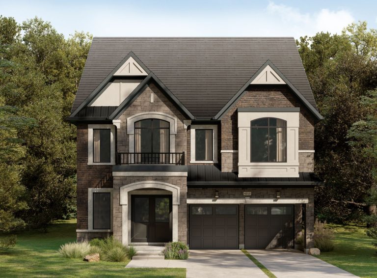 Plan 13 Elevation A, 42' Collection at Creekside: rendering with an arched entrance