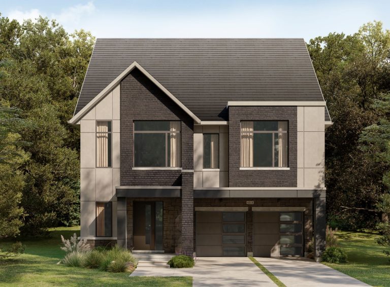 Plan 13 Elevation B, 42' Collection at Creekside: rendering with a two-storey window bay