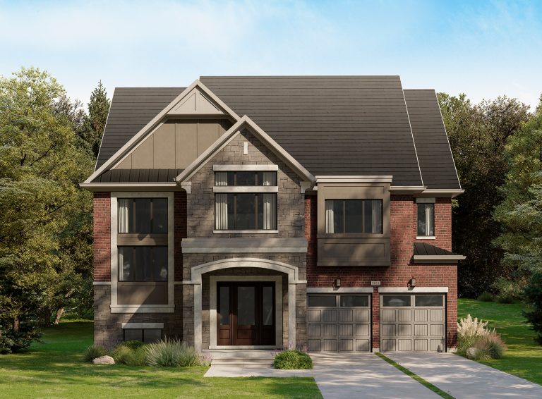 Plan 11 Elevation A, 50' Collection at Creekside: rendering with an arched entrance