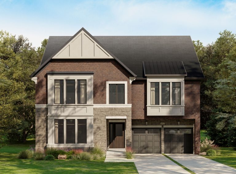 Plan 12 Elevation A, 50' Collection at Creekside: rendering with twin gables