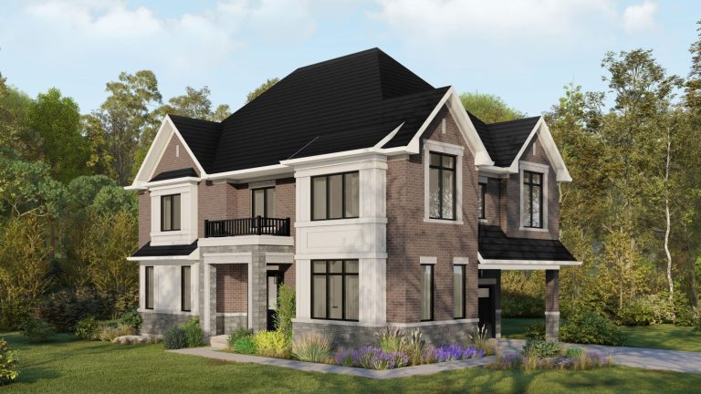 Plan 20C, 40' Collection at Arbor West: elevation rendering with twin gables
