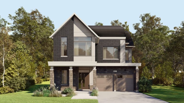 Plan 21, 42' Collection at Creekside: elevation rendering with a covered porch
