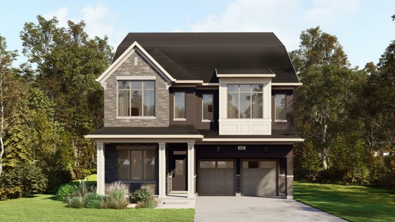 Plan 22, 42' Collection at Creekside: elevation rendering with a two-storey window bay