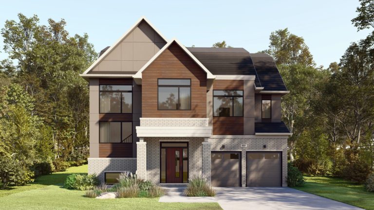 Plan 21, 50' Collection at Creekside: elevation rendering with a balcony