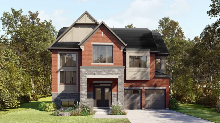 Plan 21, 50' Collection at Creekside: elevation rendering with a gabled entry