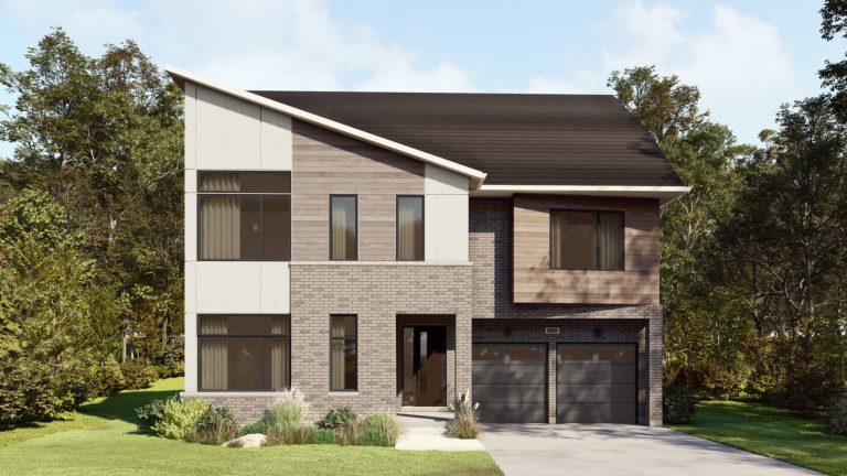 Plan 22, 50' Collection at Creekside: elevation rendering with a flat roofline