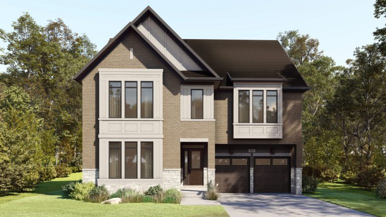 Plan 22, 50' Collection at Creekside: elevation rendering with a two-storey window bay